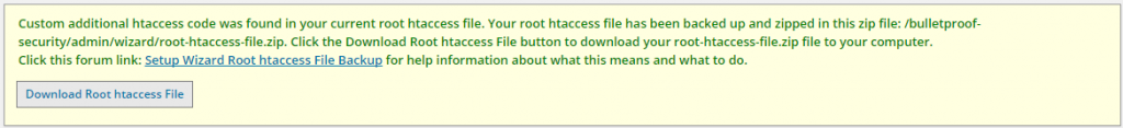 Setup Wizard Root htacces File Backup