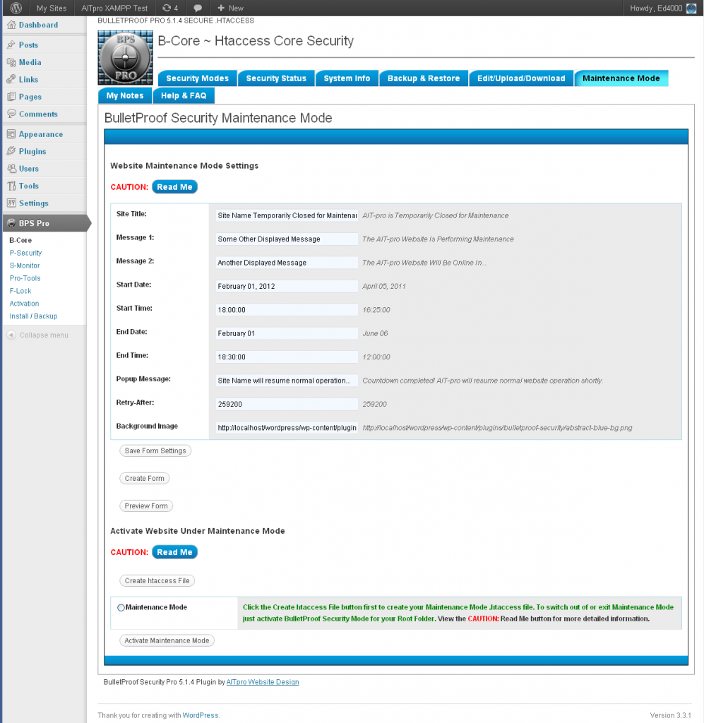 BulletProof Security Pro Screenshots BPS Pro Screenshots