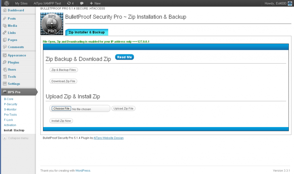 BulletProof Security Pro Screenshots BPS Pro Screenshots